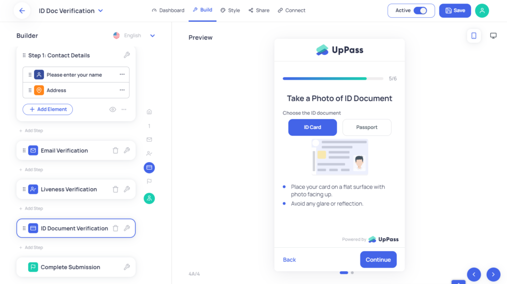 สร้างฟอร์ม ID Document Verification ผ่าน UpPass